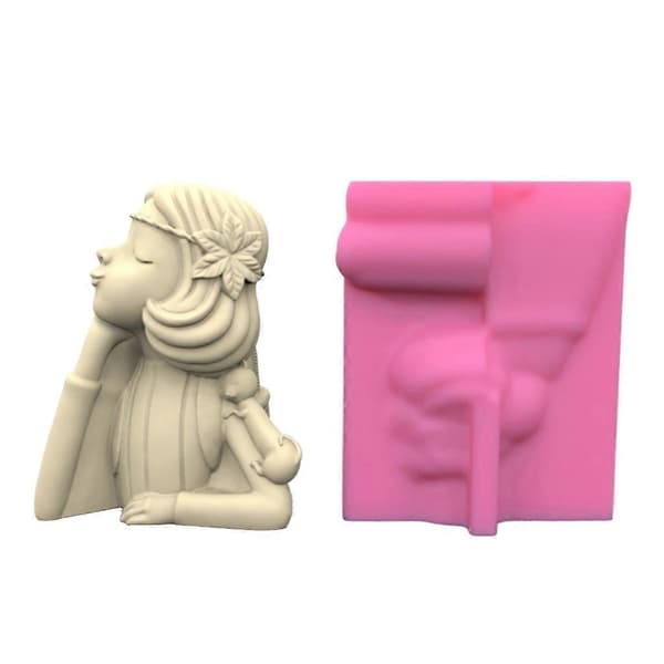 3D Ryggsäck Flicka Gips Silikonformar för att göra suckulenta växtblomkrukor