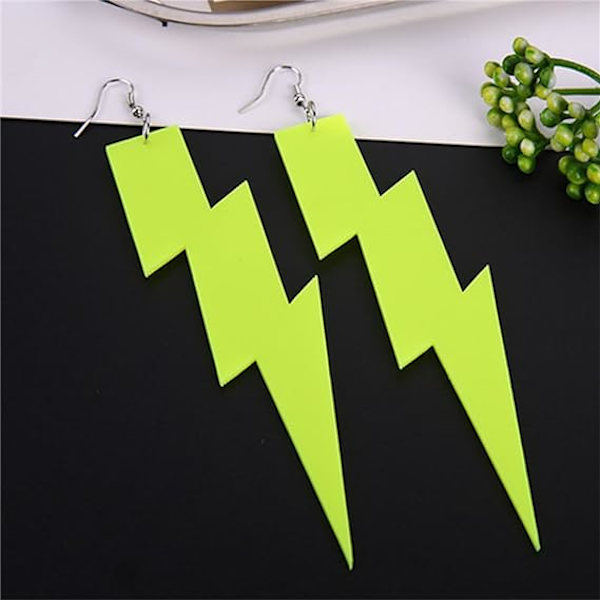 Akryl Överdrivna Blixtörhängen Statement Punk Retro Geometriska Delikata Neon Personliga Örhängen Tillbehör, Julgåva för Kvinnor Flicka (Gul)
