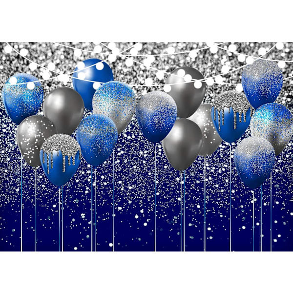 Kuninkaallinen sininen glitter-tausta syntymäpäivätausta valokuva tausta ilmapallolla juhlan koriste banneri valmistuminen 12402(7x5FT)