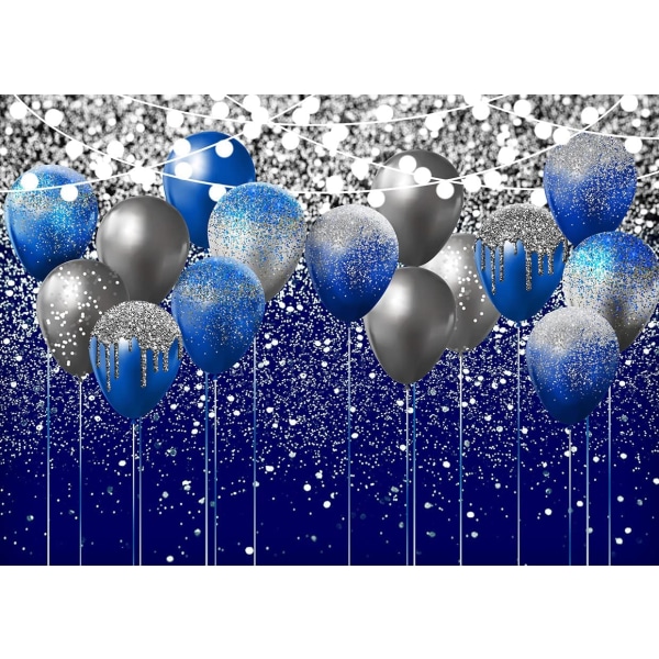 Royal Blue Glitter Backdrop Birthday Backdrop Photo Background with Balloon for Party Decoration Banner Graduation 12402(7x5FT)