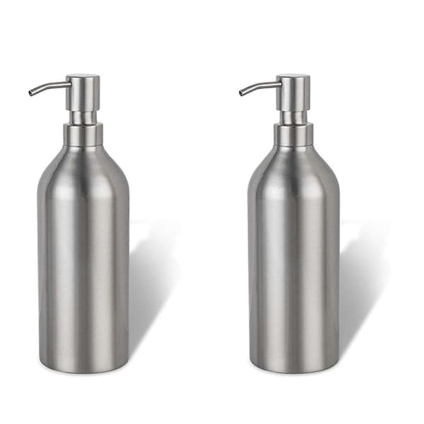 2X Sæbedispenser Rustfrit Stål Flaske Bordplade Pumpe Håndlotion Flydende Dispenser til Køkken & Badeværelse
