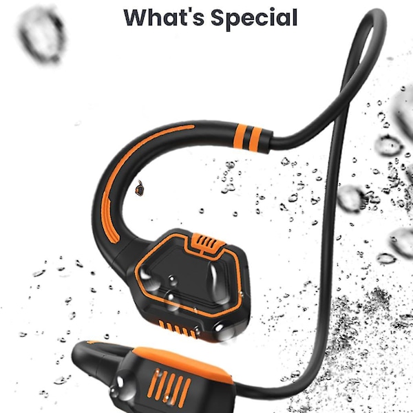 IP68 Vattentäta Benledningshörlurar Bluetooth-kompatibla 5.2 Öronproppar för Sport Orange