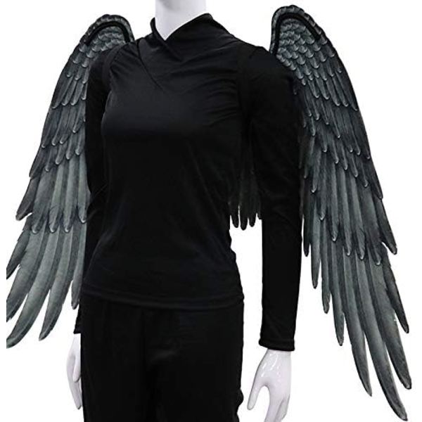 1 pakke med 3D engelvinger kostume med elastiske stropper Halloween fest Mardi Gras Cosplay tilbehør (farve: sort)