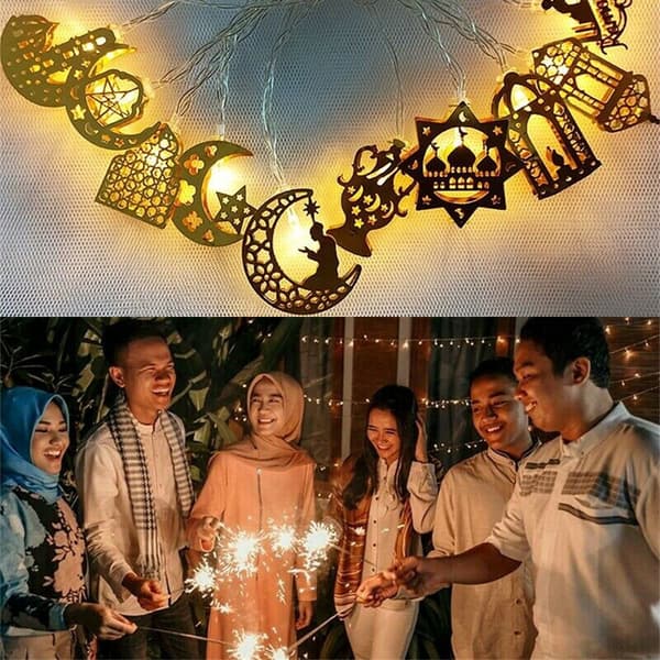 1,65 m 10LED EID Mubarak Ramadan LED-lyskæde Ramadanlanterne