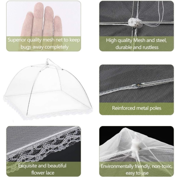3-pack matskydd 14 tum pop-up krypterat nät tallrik serveringstält, fint nätparaply för utomhusbruk, fester, picknickar, grillfester