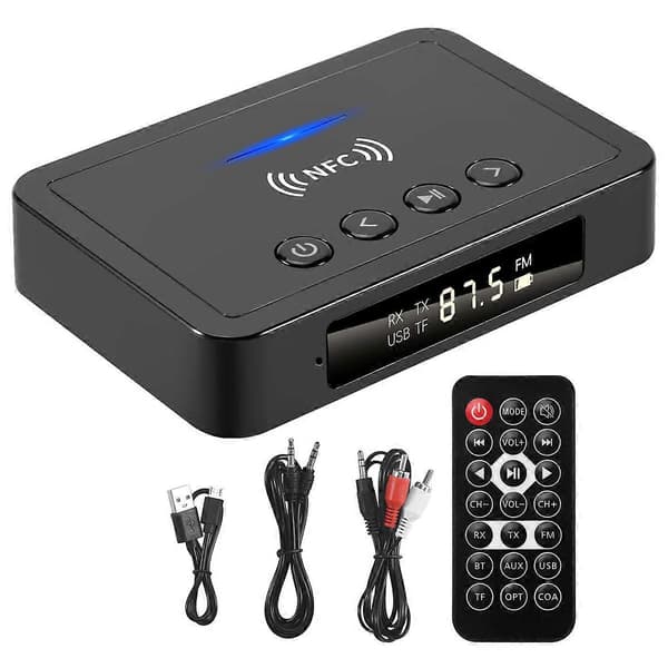 Bluetooth 5.0 Receiver Transmitter FM Stereo AUX 3.5mm Jack RCA Wireless NFC Bluetooth Audio Adapter