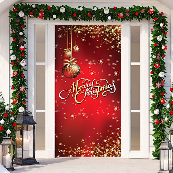 God Jul Dörrskydd Jul Hängande Banner Jultomte Dörrskydd Tyg Polyester Jul Dörrskydd Jul Dörrdekorationer, 70,9 x 35,4 Tum