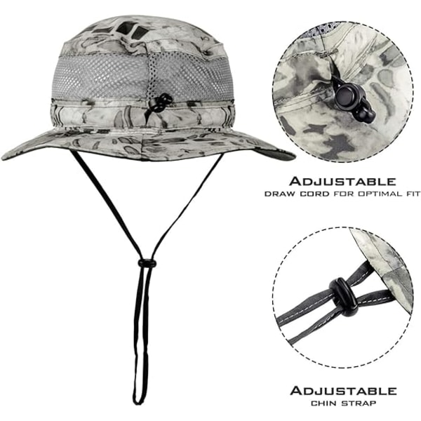 Boonie Hat - Solbeskyttende Hat, Fiskehat, Strand- og Vandreturshat, Padling, Roning, Kajakhat