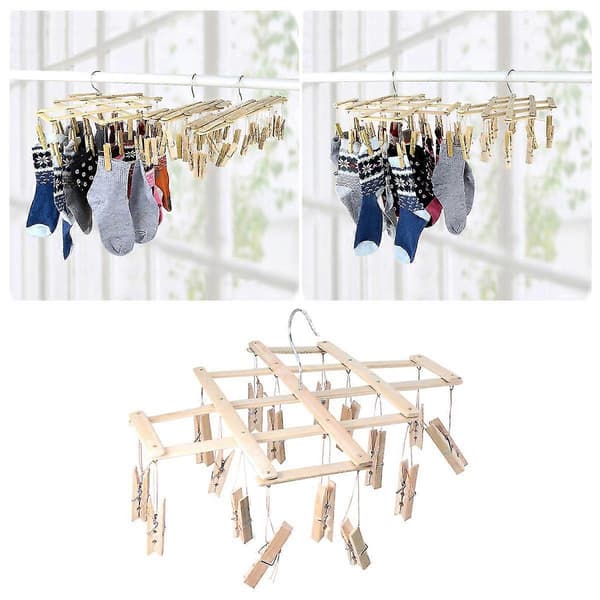 Bamboo Drying Rack for Clothes, Underwear Drying Rack, Sock Drying Rack, Hanging Bamboo Drying Rack 42*18cm