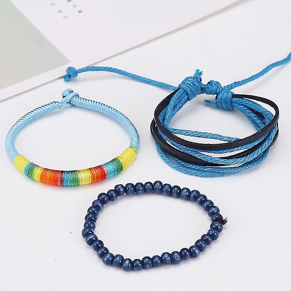 Enkel Vintage Vävd Läderarmband Set med Legering