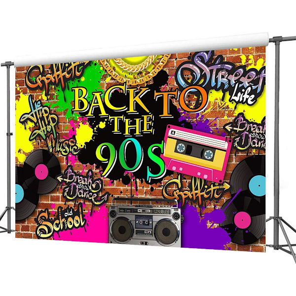 90-luvun tausta Hip Hop Graffiti Tiiliseinä Retro Radio Muotivalokuvaus Tausta Takaisin 90-luvun teemalla Juhlan Banneri Dekoraatio Taustat (7x5ft)