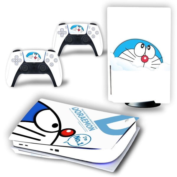 Play Station 5 Cute Doraemon Adhesive Skin - Kompatibel för PS5 - Cover för att anpassa konsolen - Avtagbar vinylfilm - Matt satin (Disk, Doraemon) Style05