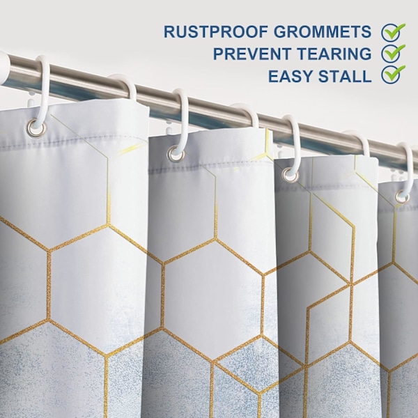 Dusjforheng Vanntett og Mugg Mugg Resistent med 6 Kroker, 100% Polyester Dørgardin Vindusgardin Dress, 180 x 180 cm