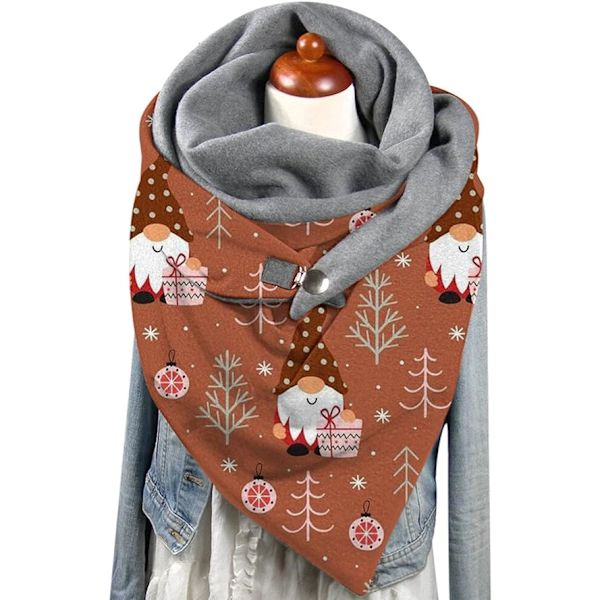 Julhalsduk för kvinnor, mode, vinter, tryck, knapp, mjuk, casual, varm, halsduk, dam, stor kashmir, wraps, sjalar