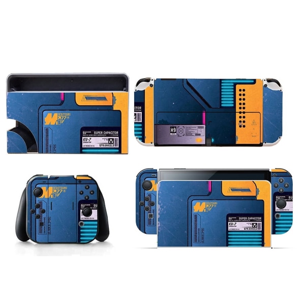 Passar för switch OLED-klistermärken, cool design, dammtät, reptålig och färgglada klistermärken (blå) Style03