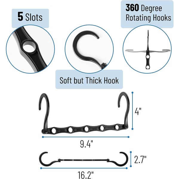 Mustat, 8 kappaleen pakkaus, tilaa säästävät vaateripustimet, vaatekaapin ripustinten tilansäästäjä, vaatekaapin tilansäästäjät, paitapidikkeet tilansäästö, taikaripustimet