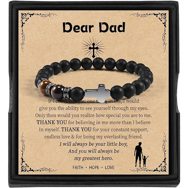 Herr armband i natursten - Present till honom pappa - Perfekt för alla hjärtans dag fars dag födelsedag årsdag och jul
