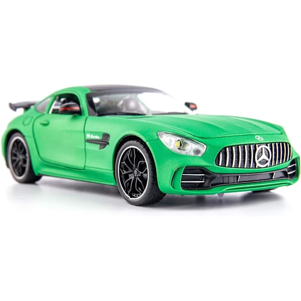 1/24 Benz AMG GTR Leksaksbilar Modellbil, Zink Alloy Pull Back Leksaksbil med Ljud och Ljus för Barn Pojke Flicka Present (Grön)
