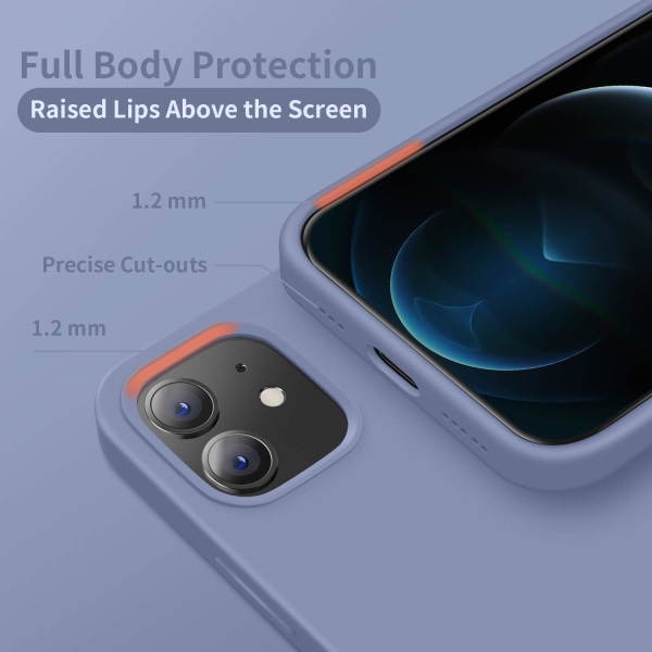 Designad för iPhone 12-fodral, designad för iPhone 12 Pro-fodral, silikonstötsäkert telefonfodral med [mjukt anti-repigt mikrofiberfoder] 6,1 tum, svart