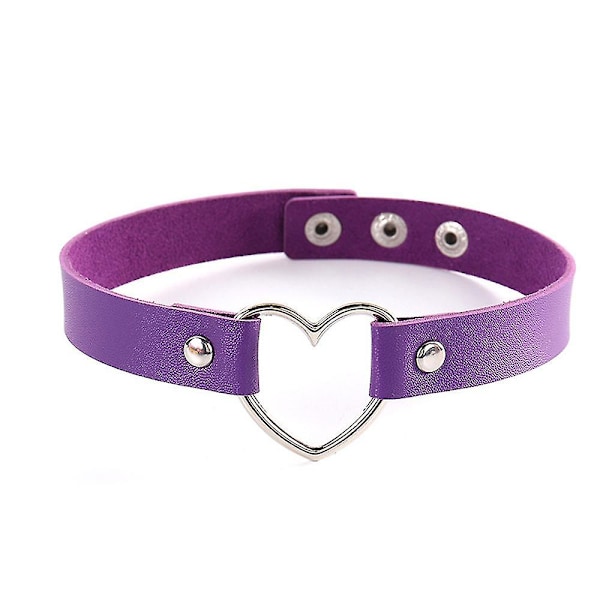 Kvinnor Flickor PU Läder Choker Hjärta Justerbar Punk Gothic Halsband