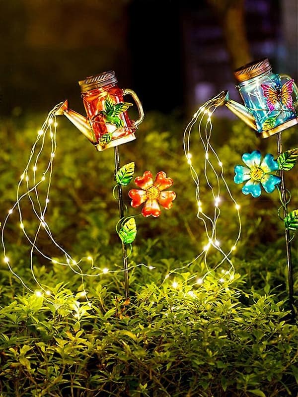 Star Shower Artarden Solar ljusslinga, utomhus LED vattenkanna ljus