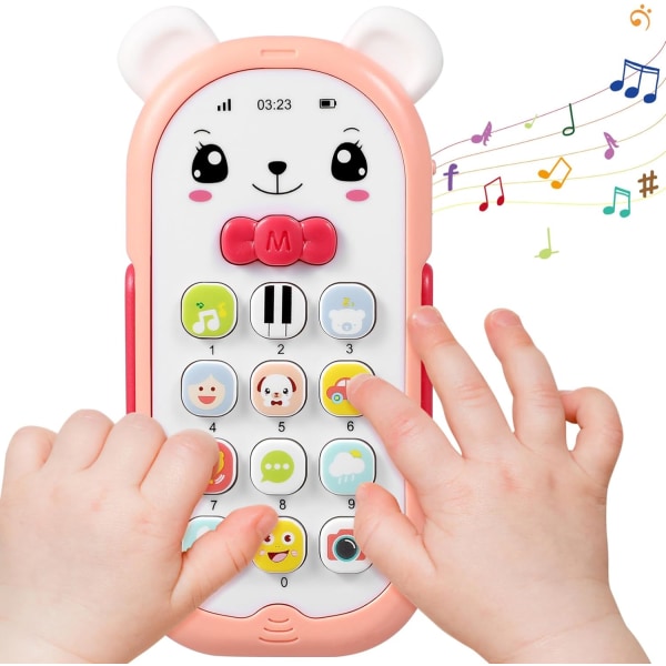 barns mobiltelefon leksak fortoddles baby sång telefon baby Smartphone baby falsk telefon barn leksak Elektronisk komponent mobiltelefon nyfödd（Rosa）