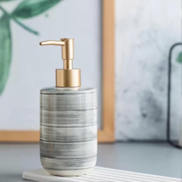 Sæbedispenser sæt badeværelse shampoo kropssæbe -kapacitet lotionpresse tom grå