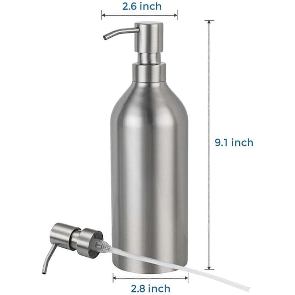 2X Sæbedispenser Rustfrit Stål Flaske Bordplade Pumpe Håndlotion Flydende Dispenser til Køkken & Badeværelse