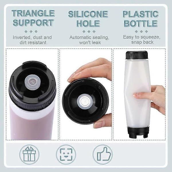 6 st 16 Oz kryddflaskor Inverterad plastflaska kompatibel med såser Påfyllningsbar spets Stor ventildispenser