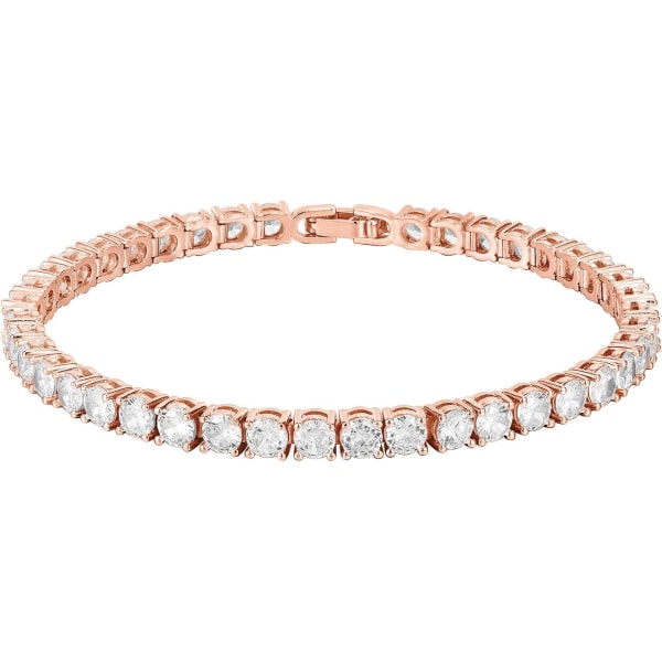 14K Guldpläterat Armband i Tennismodell med Kubisk Zirkonia | Guld Armband för Kvinnor | 4mm CZ, Storlek 6.5-7.5 Tum