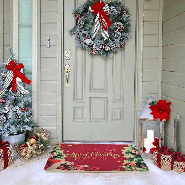 God Jul Julgranar Jul Dekorativ Dörrmatta (30\"x17\", Röd), Xmas Dörrmatta Golvmatta Entrématta För Inomhus Utomhus