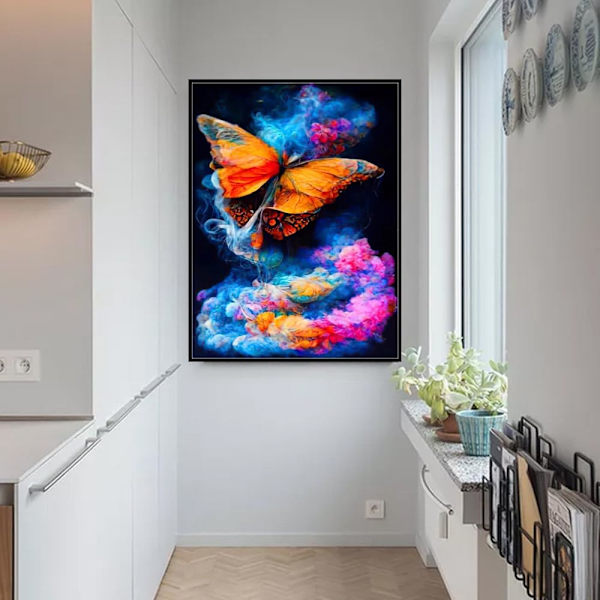 5D DIY Diamantmålningssatser, Runda Full Drill Fjäril Diamantkonstsatser för Vuxna Nybörjare, Perfekt för Hemväggsdekor och Present(Stygn, 12x16 tum)