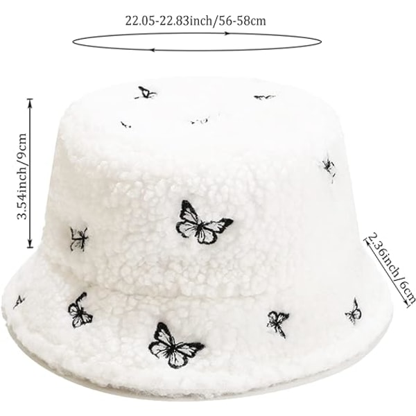 Vintermyk Fuzzy Bucket Hat i Kunstpels, Shearling Fiskehatt for Kvinner