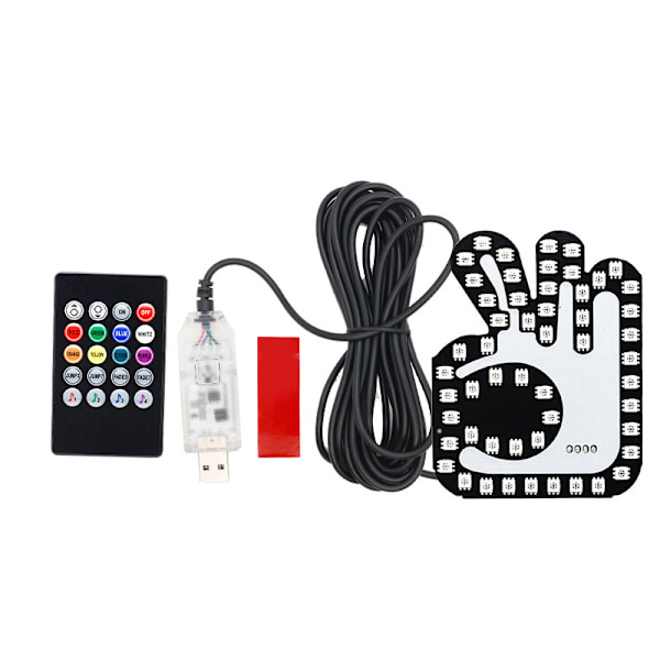 Morsom Gestlys - Morsom LED-lys for bilskilt for bakrute med fjernkontrollfingerbil LED-lys OK gesture