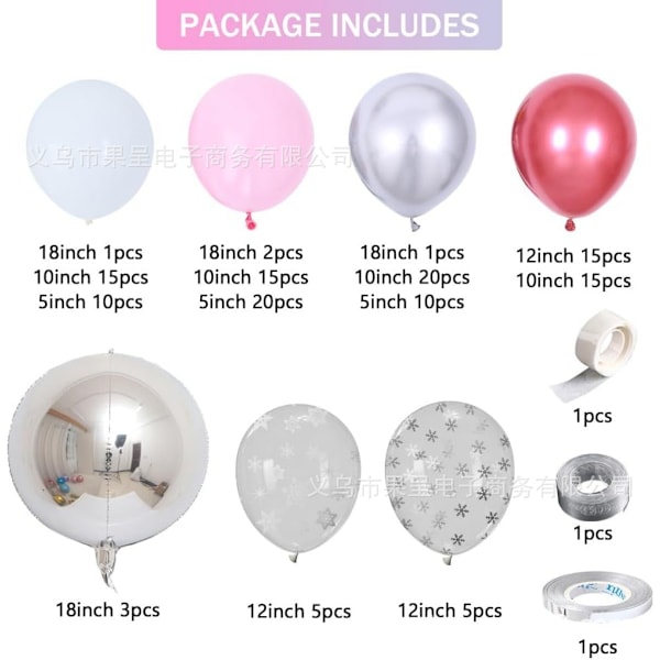 Snefnug Latex Blå Pink Ballon Kæde Sæt Børn Is Fødselsdagstema Fest Aluminium Film Dekoration Sæt B