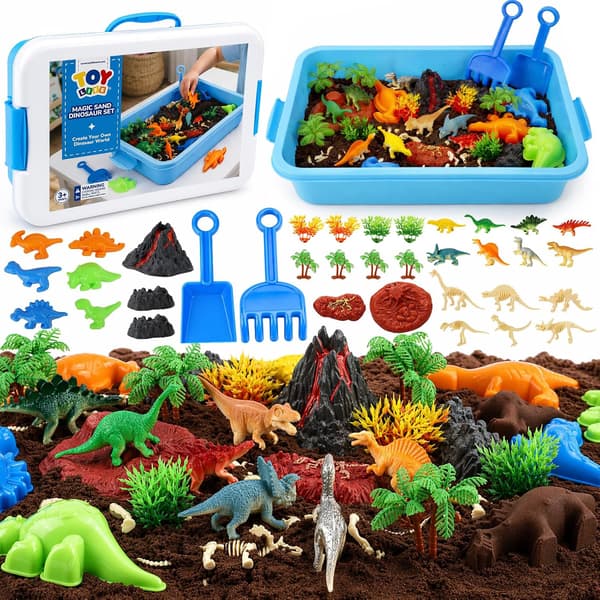 TOY Life Dinosaur Magic Sand Sensorisk Boks, Sandkassesæt, Alder 3-8