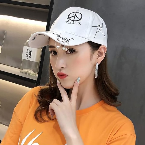 Unisex Graffiti Baseball Cap, K-pop Boys Outdoor Snapback Hat，Svart Hvit Hiphop Hat, Dad Hat, Trucker Hat for Menn Kvinner