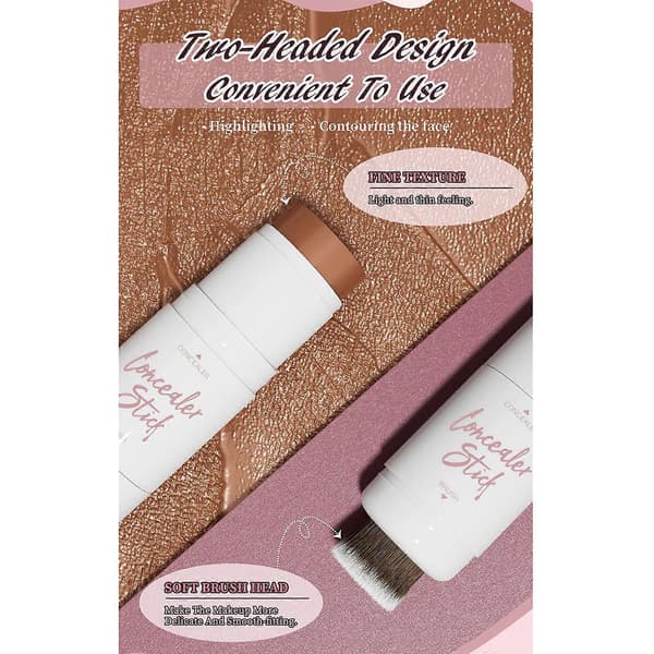 2-i-1 dobbelthodet sminkestift konturstift multifunksjonell highlighterstift blushstift bronzerstift for sminke