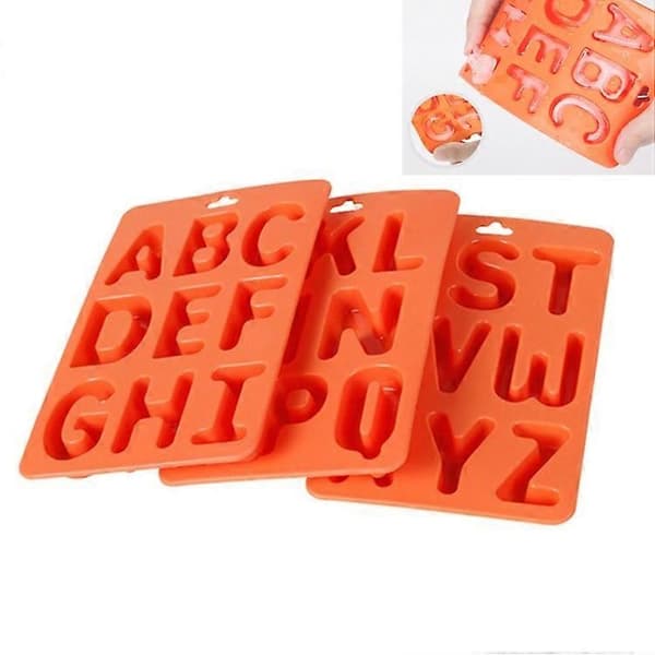 A-Z 3 stk bokstav isbit isboks silikon isbrett sett 3 i 1 bokstavform (oransje)