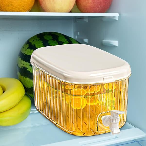 5.5L Refrigerator Water Dispenser with Faucet, Leak-Proof Lid, BPA-Free Plastic, Compatible with Most Refrigerators