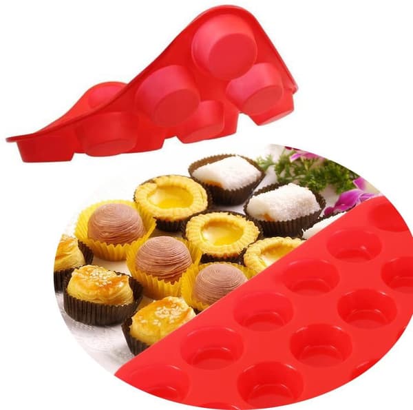 12-koppars silikonmuffinsform - Non-stick BPA-fri cupcakeform i vanlig storlek