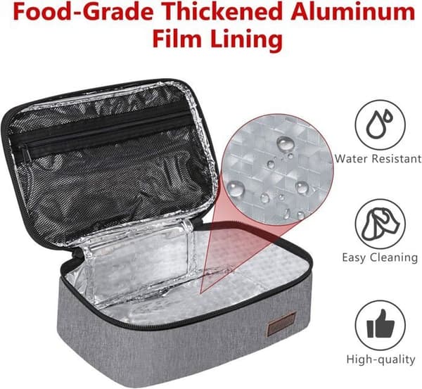 Isolerad lunchlåda, minilunchlåda, matbehållare för vuxna, små matbehållare, isolerade väskor, grå