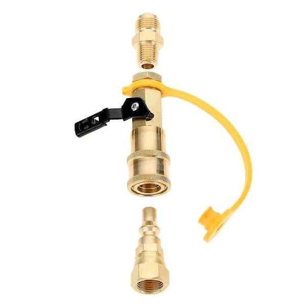 5 stk. 1/4 tomme RV Quick Connect Propanadapter Afspærringsventil Fuldstrømsstik 3/8 tomme Han Flare Fitting til RV-del