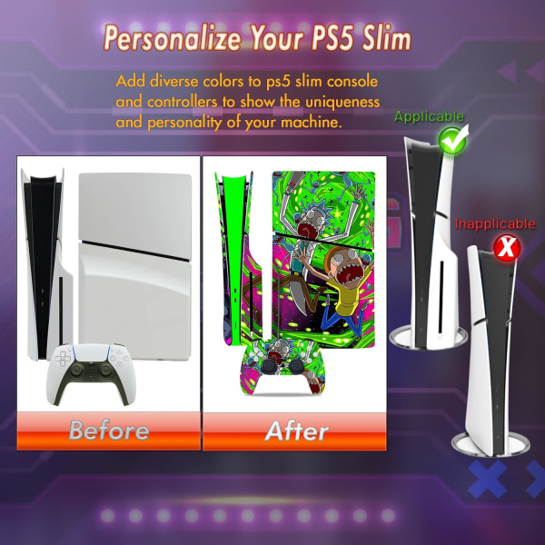 Vinylskal som lämpar sig för PS5 Slim Disk Edition, konsol- och kontrollskal passar,PS5 SILM Cool Sticker,PS5 SILM-dekoration - Anime Pattern10