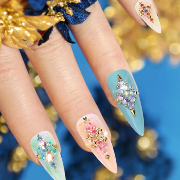 Litet Kristall Strass Kit | 3500 Delar Glitter Resin Strass Kit, Flatback AB Klara Juveler Diamanter Nageldekorationer för Niktule B