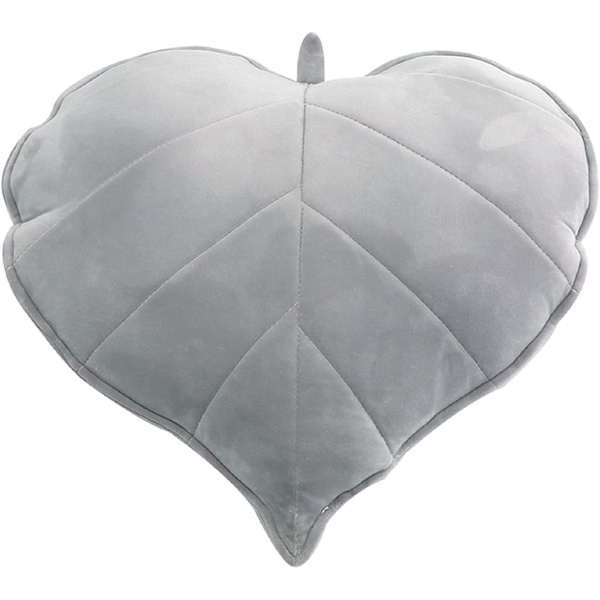 Myk pute Blad Pute Gulvpute Plysj Pute Dekorativ Pute Lesepute (50cm, Lys Grå)