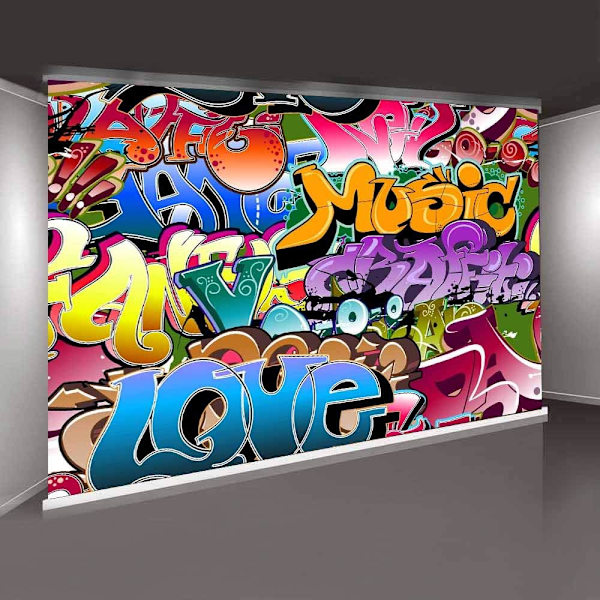 10X7ft Graffiti-stil Bakgrunn 80- og 90-talls Temafest Bakgrunn for Fotografering Hip Hop Vinyl Bakgrunn Fotoboks Studio Rekvisita GEEV391 LELEZ