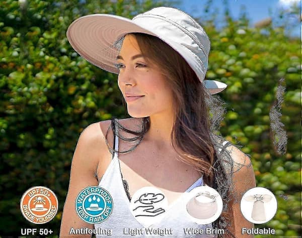 Hatte kompatible med kvinder Upf 50+ Uv Solbeskyttende Konvertibel Strandvisirhat