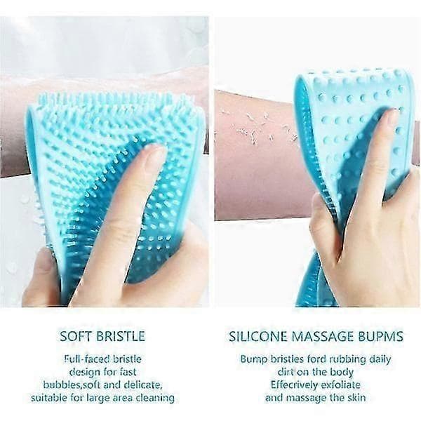 Ekstra lang silikon ryggskrubberbelte, eksfolierende kroppsvaskestropp for dusjbruk