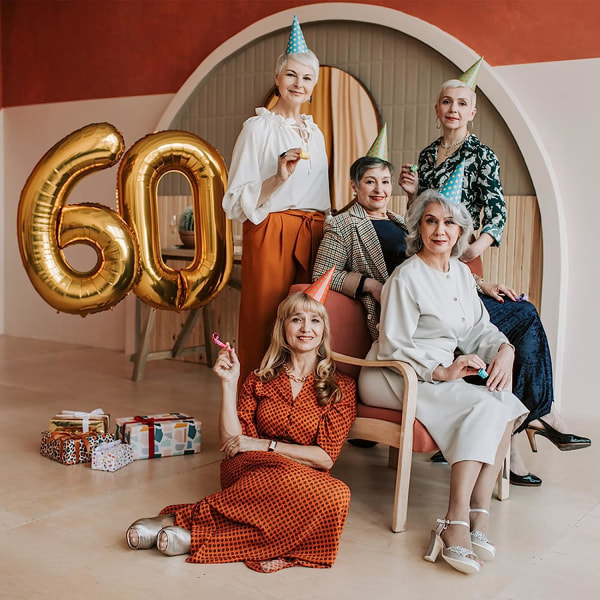 2 st 40 tum Guldsiffra Helium Folieballonger för Födelsedagsfest (Guld 8)